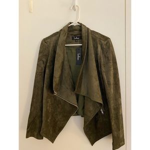 Suede green moto jacket